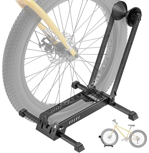 monTEK Heavy-Duty Bike Floor Stand for Max 4.5 Tire Width | 77lbs Capacity Dual-Arm Foldable Bicycle Storage Rack | 3-Level Height Adjustable | Fit 20-29 Wheels for Road, Mountain & Fat Bikes