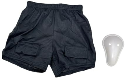 wisoolkic Lösa hockeyshorts för män, aktiva vuxna, med slitstarkt elastiskt tyg och bekväm passform. Lösa hockeyshorts för män är spelares isskydd. Skyddsskydd. , med grenutskal , M