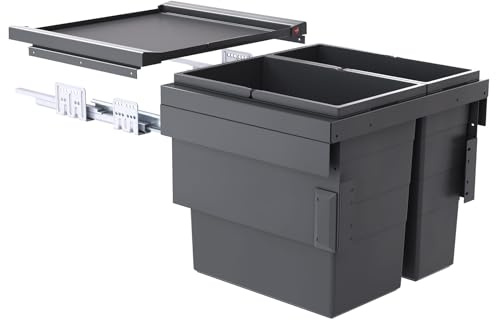 Hailo Abfallsammler Auszug 3608311 | für 30cm Unterschrank | Cargo Synchro 1fach 30 Liter | Dunkelgrau (50er Schrank - 2fach)