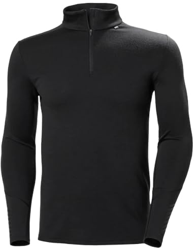Helly Hansen Hommes Lifa Mérinos Poids Moyen 1/2 Zip, Noir, S