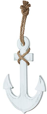 levandeo - Ancora, altezza 47 cm, con tau bianco, stile shabby chic, vintage, decorazione da parete