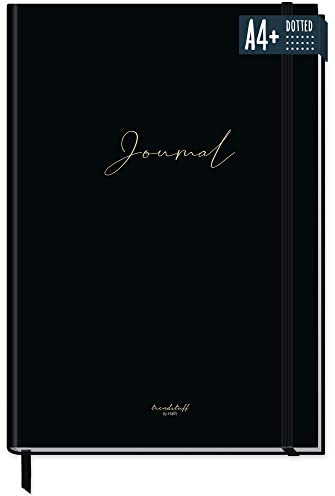 paper&you® Dotted Journal A4+ mit Gummiband Black Edition 156 Seiten, Notizbuch gepunktet, Skizzenbuch, Tagebuch - nachhaltig & klimafreundlich