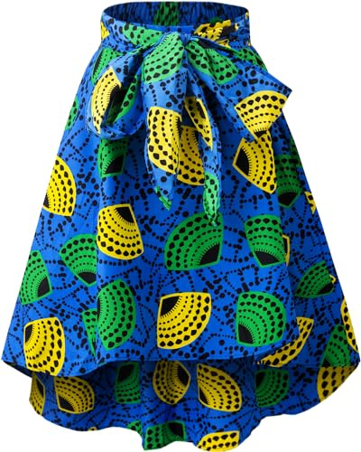 SHENBOLEN Women African Traditional Costume Flower Print Casual Dashiki Skirt(Large,V)