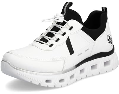 Rieker Damen Low-Top Sneaker M6062, Frauen Halbschuhe,Strassenschuhe,Sportschuhe,Freizeitschuhe,Turnschuhe,Laufschuhe,Weiss Kombi (80),39 EU / 6 UK