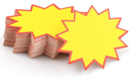 Cozlly 100 Pièces Étiquette de Vente, Étiquettes de Prix Vierges en Forme D'étoile, Étiquettes Promotionnelles, Signe de Magasin de Détail, Étoile Etiquettes Prix pour Boutique Supermarché