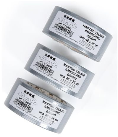 PENNELLIFICIO 2000 | Juego de 3 cintas de tela americana, extra resistente, color gris, tamaño 48 mm x 25 metros – Made in Italy