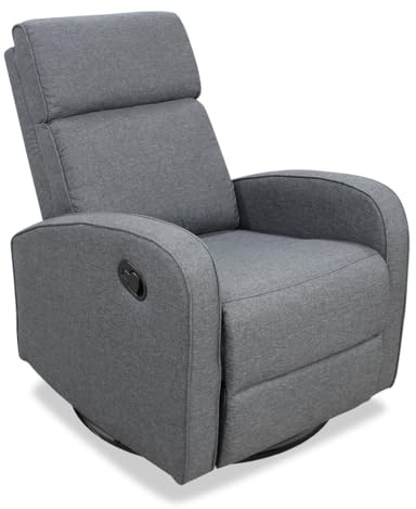 Sillón Neo Confort, Giratorio, tapizado Easy Clean Gris, pie basculante y Giratorio, Gran Confort, Reclinable Manual.