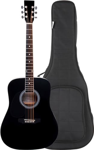Classic Cantabile WS-10BK-LH Chitarra Western - Modello Mancino - Dreadnought - Corpo: Tiglio - Tastiera: Acero, Manico: Betulla - Finitura: Lucida - Set Risparmio Incluso Gigbag - Nero