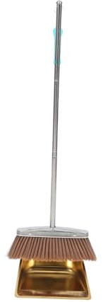 HONMEET Recogedor De Acero Inoxidable Dorado Escoba y Recogedor Domésticos Kit De Herramientas De Limpieza Hogar Práctico De Polvo para Escoba De Limpieza
