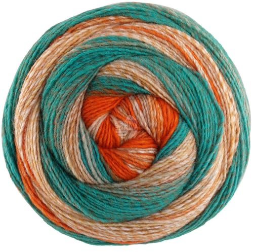 LANA GROSSA Gomitolo Fusione | Dochtgarn mit Farbverlauf | Handstrickgarn aus 60% Schurwolle & 40% Polyacryl | 200g Wolle zum Stricken & Häkeln | 700m Garn FB 2029