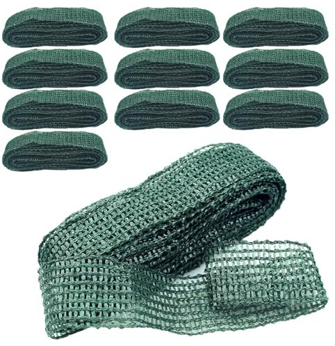 10 Rotolos Nastro per Fascette per Piante, 3cm x 4m Fascette per Cavi Cinghie di Supporto per Alberi da Giardino,Riutilizzabili in Nylon Nastro per Piante per Fissare e Legare Gli Alberi-Verde