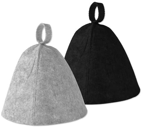 lasuroa 2pcs Chapeaux de Sauna, Chapeau de Sauna en Feutre Bonnet Sauna Casquette de Sauna Russe Ensemble de Chapeaux de Sauna Accessoires de Sauna Universel pour Femmes Hommes(Gris et Noir)