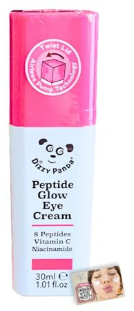 Dizzy Panda Peptide Glow Eye Cream 30ml - With 8 Peptides, Vitamin C & Niacinamide - Brightens & Revitalises Under-Eye Skin, Reduces Fatigue for a Youthful Glow - Includes ShopZee Skincare eBook