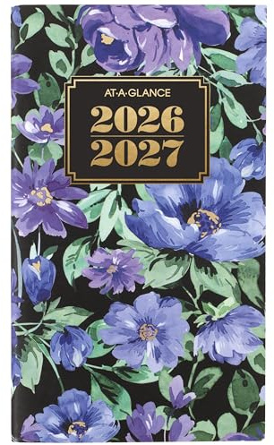 AT-A-GLANCE 2026-2027 Planner, 2 Year Monthly Planner, 3.5 x 6, Pocket Size, BADGE, Floral (1753F-021-26)