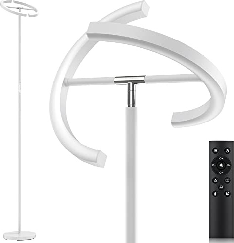 SIBRILLE Lampada da Terra Salotto, 22W Piantana Lampada da Terra Dimmerabile con Telecomando, 4 Temperatura di Colore Lampade da Terra LED Piantana per Soggiorno Letto Ufficio, 1H Timer, Bianco