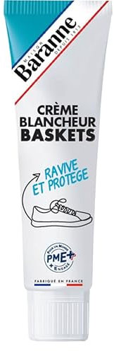 Baranne Crème Blancheur Baskets | Protège, fait Briller et Ravive le Cuir des Baskets | Fabrication Française | 100ml