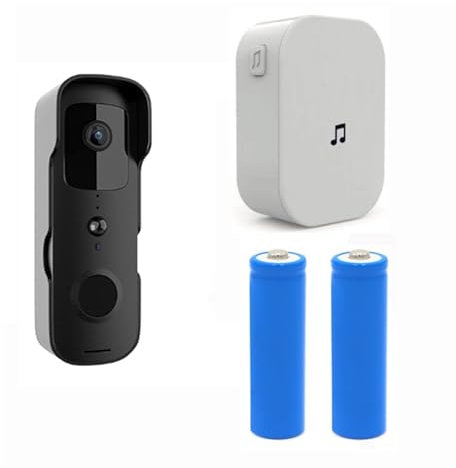 LNHHG Sonnette vidéo Tuya Smart Home vidéo Sonnette extérieur sans Fil Sonnette étanche Batterie interphone Haut-Parleur téléphone caméra(Zwart)