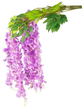 Bojueshaw Ghirlanda di glicine artificiale, 1,1 m di lunghezza con foglie, fiori realistici da appendere per matrimoni, casa, soffitto, arco e decorazioni da parete (viola)
