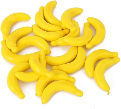20 mini frutas de plátano falsas amarillas, verduras de espuma como adorno de fiesta en el hogar, accesorios de fotografía, accesorios de frutas para fotografía, licuadoras y esponjas, plantas