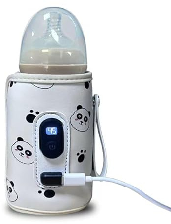 Calentador de biberones portátil, calentador de biberones con pantalla LCD, calentador de biberones portátil USB, 21 niveles de temperatura ajustables, calentador de botellas móvil adecuado para todas