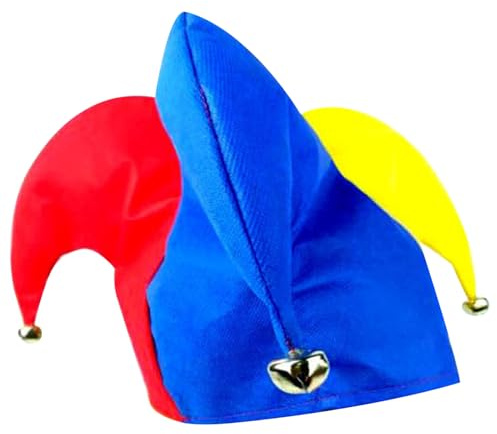 Jorzer Court Jester Hat, Funny Harlequin Clown Hat with Bells, Uniform Size, Court Jester Costume Accessory for Festival Party
