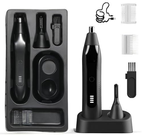 AsBellt Ear and Nose Hair Trimmer for Men, 2025 USB Rechargeable 3 in 1 Professional Painless Eyebrow & Facial Hair Trimmer for Men Women, Dual-Edge Blades, Powerful Motor, Easy Cleansing
