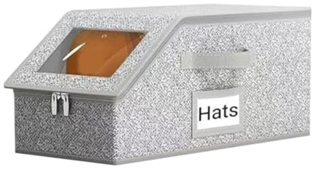 Homeponnew Scatola portaoggetti per cappelli da baseball con chiusura a cerniera, robusta custodia rigida per cappelli da baseball, custodia salvaspazio grigia per armadio, cassetto e viaggio