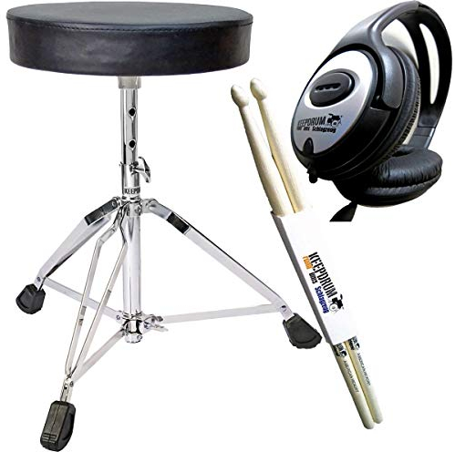 keepdrum Add-On Pack Zubehörset für E-Drum - Hocker + Kopfhörer + Drumsticks