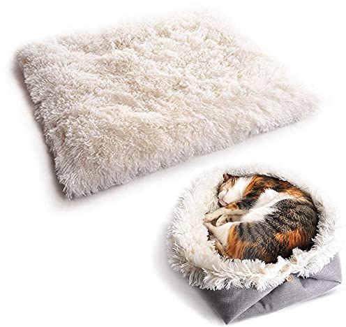 Deautie Katzenkissenbett Super Weich, 2 in 1 Plüsch Weich Katzenkissen, 61 x 51cm Katzen Bett, Welpe Kleiner Hund Kätzchen Schlafsack, Katzendecke Waschbares Nest Bett, für Katzen Oder Kleine Hunde
