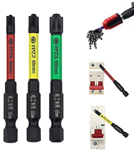 DAZZLEEX Destornillador especial para electricista FPZ1-3 de 65 mm con ranura especial magnética para electricista