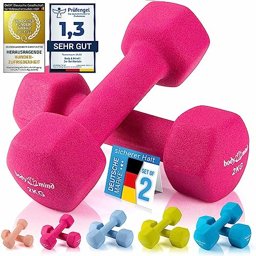 Body & Mind® Hanteln 2er Set Gymnastikhanteln Neopren Dumbbells Kurzhanteln; Effektives Krafttraining mit verschiedenen Gewichten; Fitness Workout für Zuhause