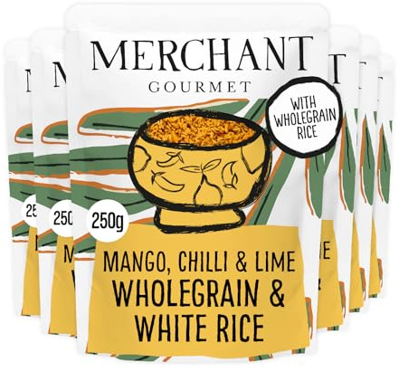 Merchant Gourmet Mango, Chilli & Lime Wholegrain Rice, Microwave Ready in Minutes, Source of Fibre, Low Fat, Vegan, 250 g (Pack of 6)