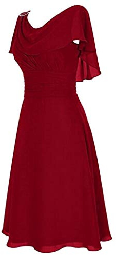 Dam elegant chiffongklänning V-ringad cape ärmar A-linje cocktailklänning bröllop brudtärneklänning Flowy Volang klänning enfärgad aftonklänning festklänning sexiga swingklänningar smal passform