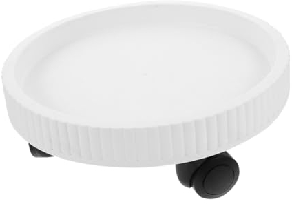 OFFSCH Gartentopf Pflanzenroller Mit Rollen Pflanztablett Mit Rädern Rollender Blumenwagen Blumentopfständer Pflanzenuntersetzer Mit Rädern Blumentopf-dolly Runden Topfpflanze Weiß Pp