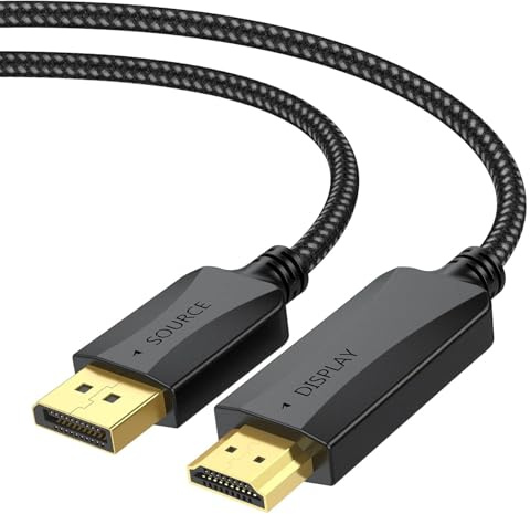 Vorothin 4K DisplayPort to HDMI Cable 4 Feet, Nylon Braided DP to HDMI Cord Adapter Male to Male High Speed Compatible for Dell, HP, Insignia, Samsung, More-Not Bidirectional