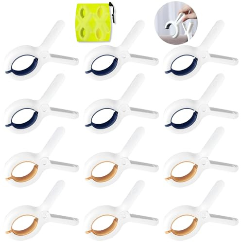 GAOHAN 12pcs Towel Clips for Sun Loungers,Beach Towel Clips,Plastic Towel Clips,Large Strong Grip Clothes Pegs,Large Beach Towel Clips for Sun Loungers,Laundry,Pool Chairs,Sunbeds