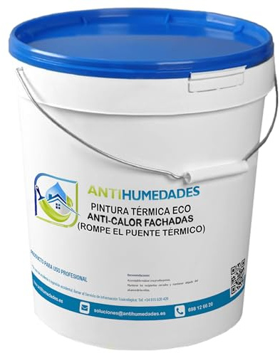 ANTIHUMEDADES Pintura Térmica Fachadas Anti-Calor - ECO 15 ltr. Blanco - Aísla y baja la temperatura interior de la casa y rebotando la radiación solar