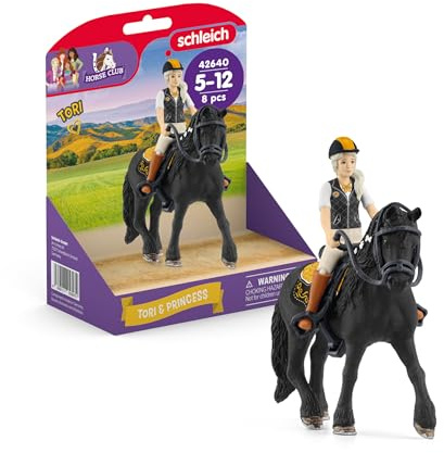 SCHLEICH HORSE CLUB | Tori & Princess 42640 | Figurina ragazza snodata con cavallo, sella, briglie & sottosella | Set di gioco equestre realistico | Regalo bambini | Giocattolo dai 5 anni | 11 pezzi