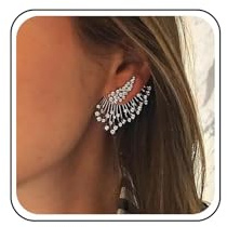 Cybche Boucles D'oreilles Boho En Cristal Avec Aile D'ange En Strass Boucles D'oreilles Pave Cz Boucles D'oreilles Grimpantes En Zirconium Cubique Boucles D'oreilles Clous D'oreilles En Forme D'ailes