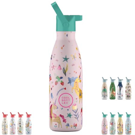 Borraccia in acciaio inox per bambini, mantiene 36 ore freddo 18 ore di calore, bottiglia termica senza BPA con tripla parete isolante, a prova di perdita, 350 ml