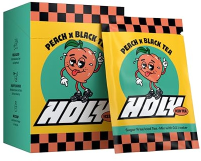 HOLY Iced Tea 10er Probier-Box 'Peach x Nectarine x Black Tea' mit Pfirsich Geschmack Pulver | 10 Portionen mit Antioxidantien | Zuckerfreier Eistee | Vegan mit natürlichen Fruchtaromen