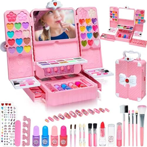 Kids Makeup Set For Girls - Childrens Make up Kit Birthday Gift Age 4‑12 | Play Makeup Kit with Mirror, Safe Non-Irritating Cosmetic Toy, Princess Makeup Starter Gift for Age 4-12 Year Old