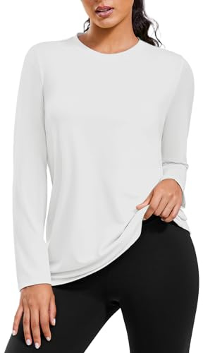 PINSPARK Maglietta Sportiva da Donna UPF 50+, Maglietta Funzionale ad Asciugatura Rapida, Protezione UV, magliettas Leggera con Collo Alto, Manica Lunga, Shirts da Fitness