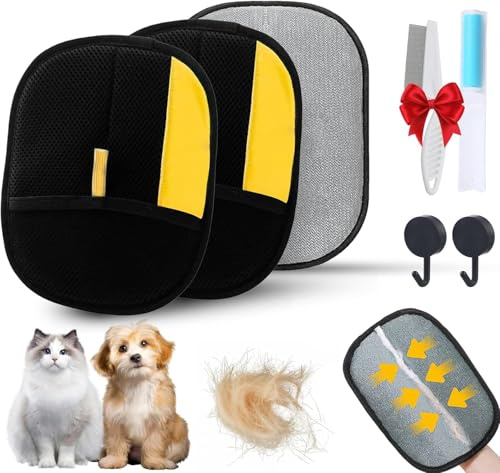 Fur Magnet Glove - 6 Pieces Pet Hair Remover Set, Care Gloves, Pet Hair Removal Gloves for Cats and Dogs, Reusable Hair Remover for Sofas, Furniture, Carpets and Curtains