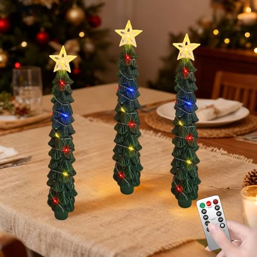 TZQFROCE Albero di Natale LED 3 Pezzi Candele per Albero di Natale Candele Senza Fiamma Candele a Bastoncino Verde Decorazioni Natalizie Candele per Albero di Natale per Casa in Inverno Decorazioni
