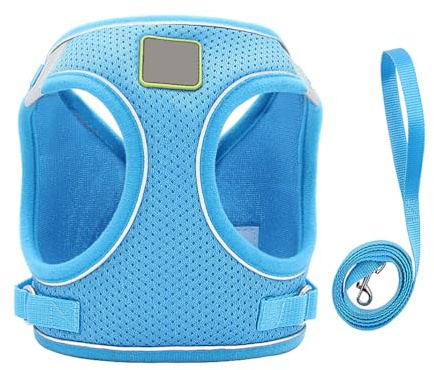 Mobestech Arnés para Perros Pequeños y Cachorros Chaleco Reflectante Transpirable con Correa Juego de Accesorios para Exterior Azul S