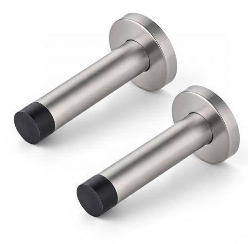 ZAVIA Wall Mounted Door Stop | Stainless Steel Door Stopper for Skirtings & Floors | Anti-Slam Door Stops with Thick Rubber Buffer | Best for Home & Office Use (9.6cm, 2, Count)