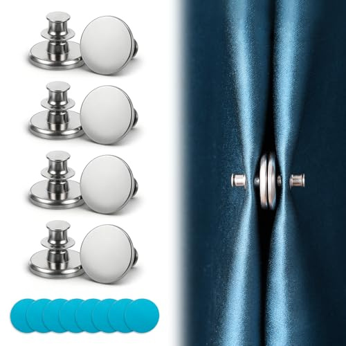 8 Stück Duschvorhang Magnet Set, 17mm Magnetische Duschvorhang Seitenclips, Vorhang Magnete mit 8 Magnetplatten, Vorhang Magnetknopf, Auslaufsichere Schnalle für Dusch Drapierte Heim Schlafzimmer