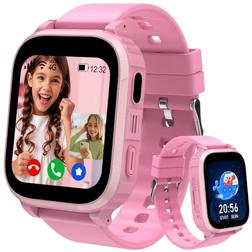 Ruopoem 4G Smartwatch Bambini, Smartwatch per Bambini con GPS Videochiamate Chiamate Telefono, Orologio GPS Bambino SOS IP68 Modalità Scuola Giochi Sveglia Regalo per Ragazzo Ragazza