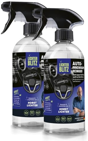 LICHTERBLITZ Nettoyant intérieur de Voiture, 500 ML, Accessoires de Voiture, Entretien du Tableau de Bord pour Textiles, Plastiques et Caoutchouc, Le nettoyant intérieur élimine la poussière, Les